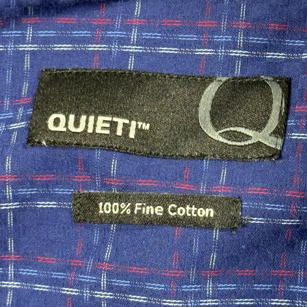 Quieti Button Down Shirt Mens XL Blue Plaid Cotton Long Sleeve Business Casual - Picture 2 of 9